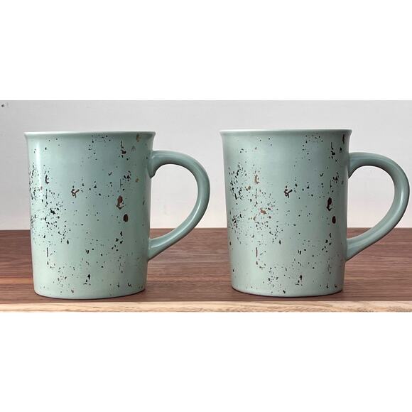 Hearth & Hand by Magnolia Two Matte Green Gold Speck Mugs Cups Stoneware 16oz - Picture 11 of 14